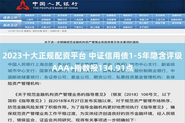 2023十大正规配资平台 中证信用债1-5年隐含评级AAA+指数报134.91点