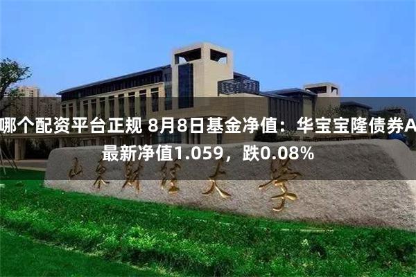 哪个配资平台正规 8月8日基金净值：华宝宝隆债券A最新净值1.059，跌0.08%