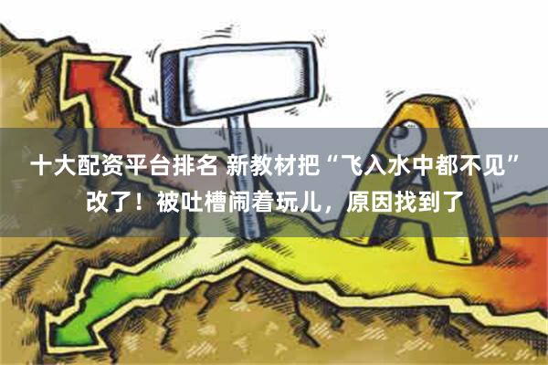 十大配资平台排名 新教材把“飞入水中都不见”改了！被吐槽闹着玩儿，原因找到了