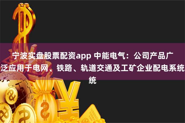 宁波实盘股票配资app 中能电气：公司产品广泛应用于电网、铁路、轨道交通及工矿企业配电系统