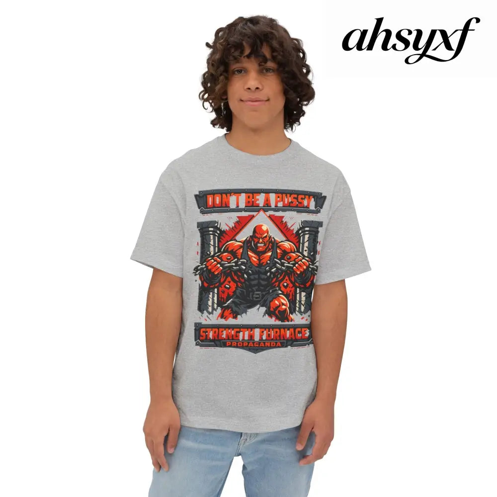 Don’t Be a Pussy | Fight a Tiger Graphic Box Tee - Athletic Heather / XS - T-Shirt
