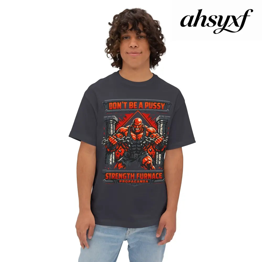 Don’t Be a Pussy | Fight a Tiger Graphic Box Tee - Dark Grey / XS - T-Shirt