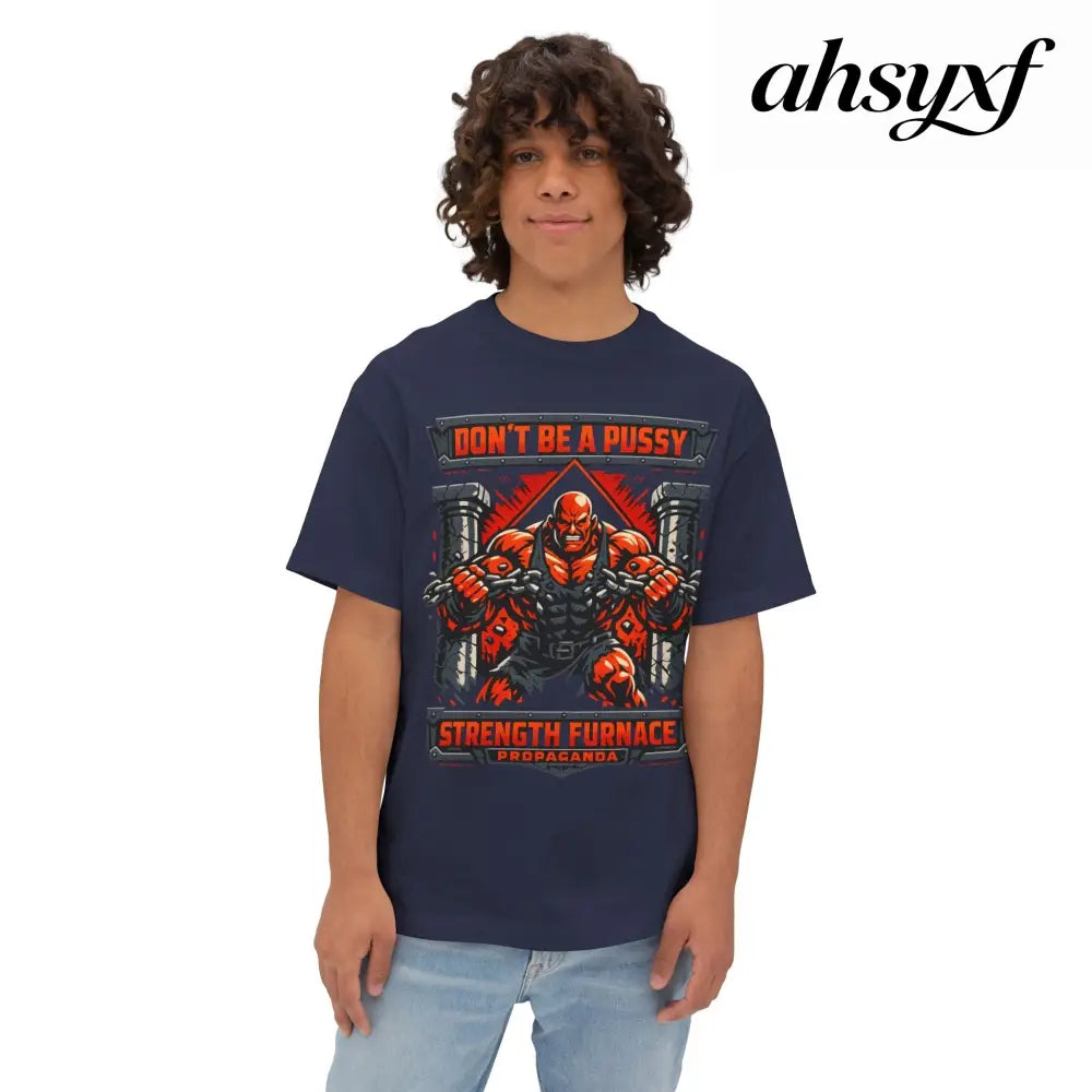 Don’t Be a Pussy | Fight a Tiger Graphic Box Tee - Navy / XS - T-Shirt