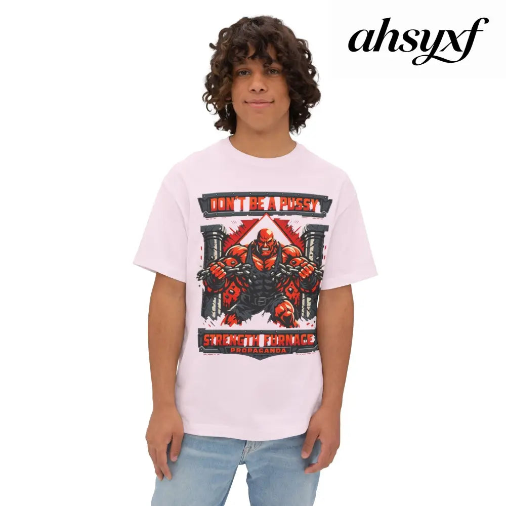 Don’t Be a Pussy | Fight a Tiger Graphic Box Tee - Soft Pink / XS - T-Shirt