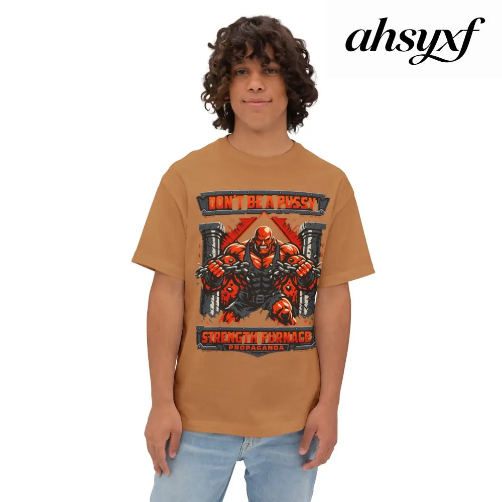 Don’t Be a Pussy | Fight a Tiger Graphic Box Tee - Toast / XS - T-Shirt