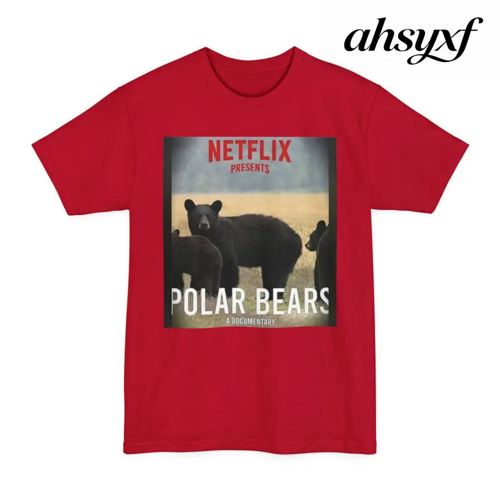 Don’t be a Pussy | Polar Bears & Pug Graphic Tall Tee - Deep Red / LT - T-Shirt