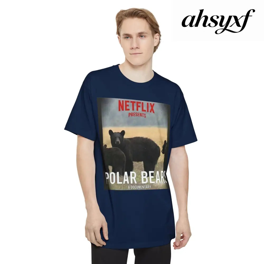 Don’t be a Pussy | Polar Bears & Pug Graphic Tall Tee - Navy / LT - T-Shirt