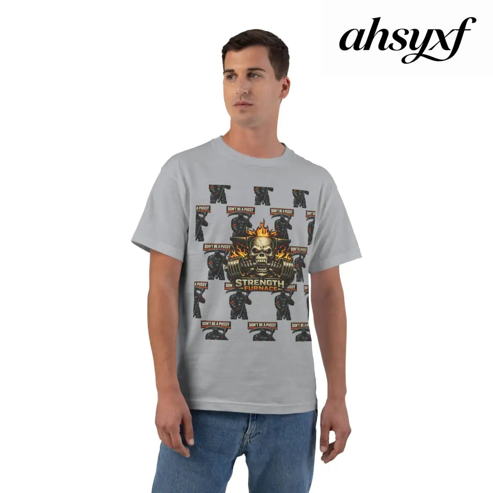 Don’t be a Pussy | Skull Graphic T-Shirt - Light Steel / S - T-Shirt