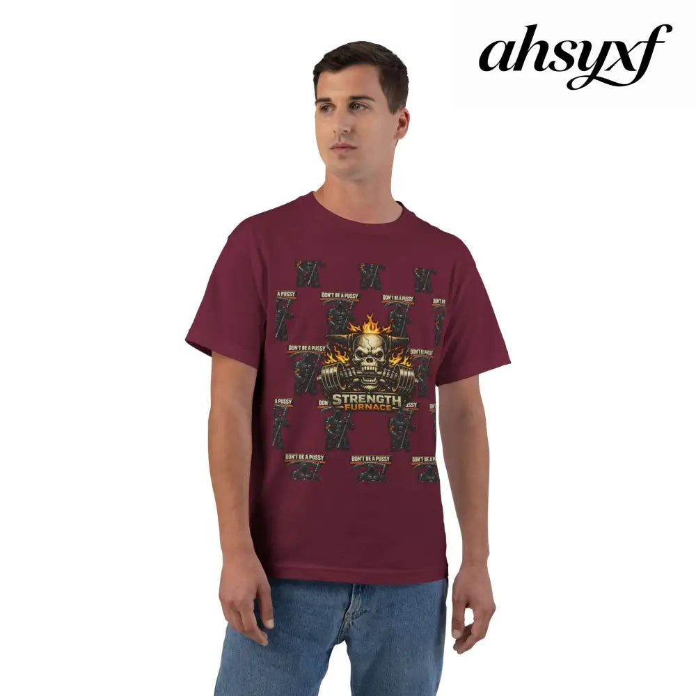 Don’t be a Pussy | Skull Graphic T-Shirt - Maroon / S - T-Shirt