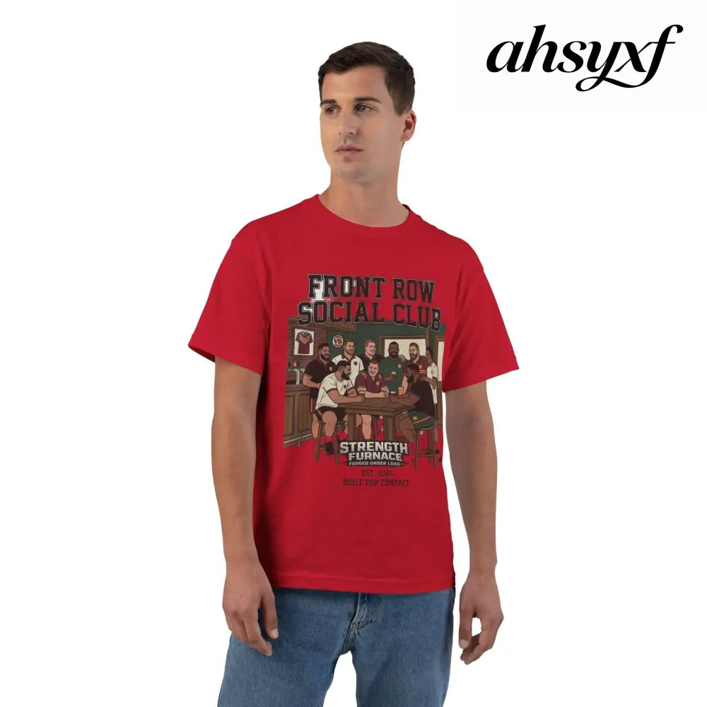 Front Row Social Club T-Shirt, Vintage Rowers Club Graphic Tee - Deep Red / S - T-Shirt