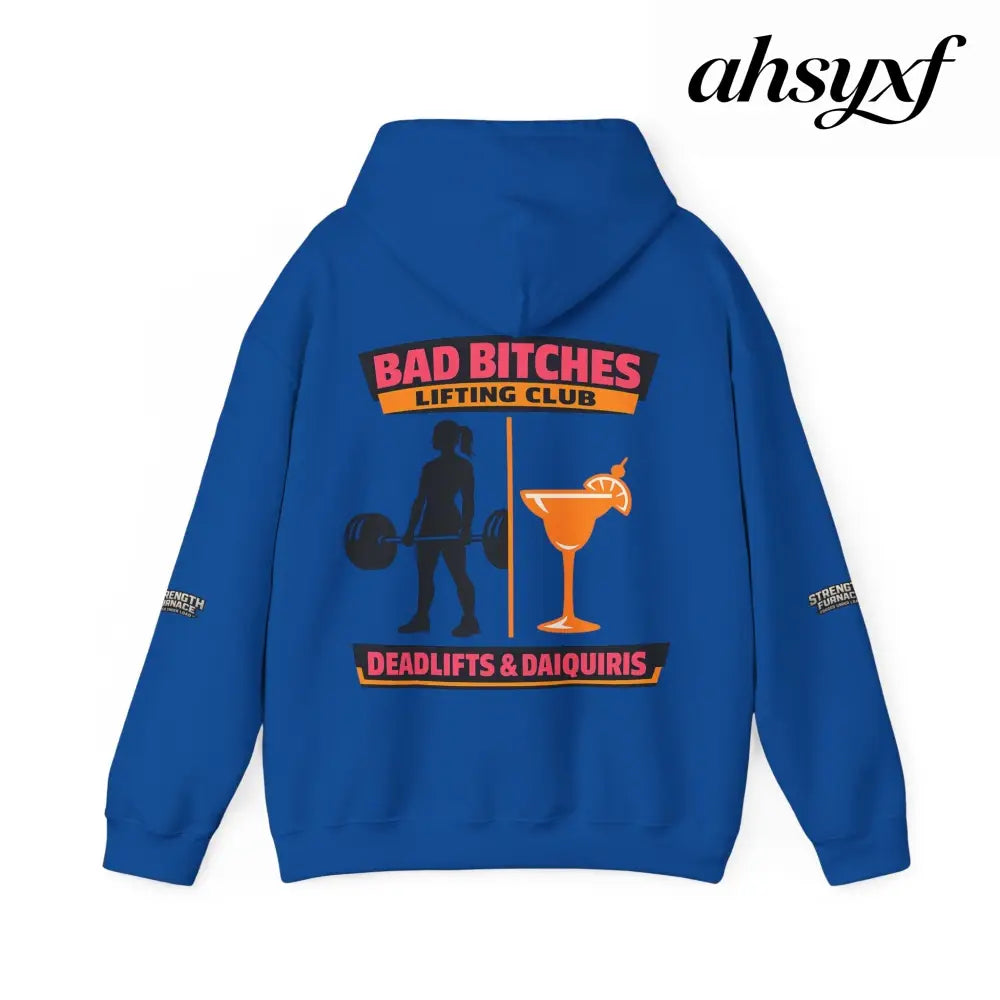 Hoodie, Bad Bitches Lifting Club “Deadlifts & Daiquiris” Weightlifting Hoodie - Hoodie