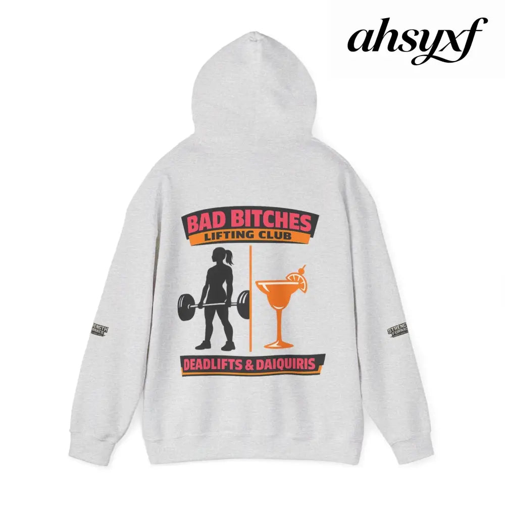 Hoodie, Bad Bitches Lifting Club “Deadlifts & Daiquiris” Weightlifting Hoodie - Hoodie