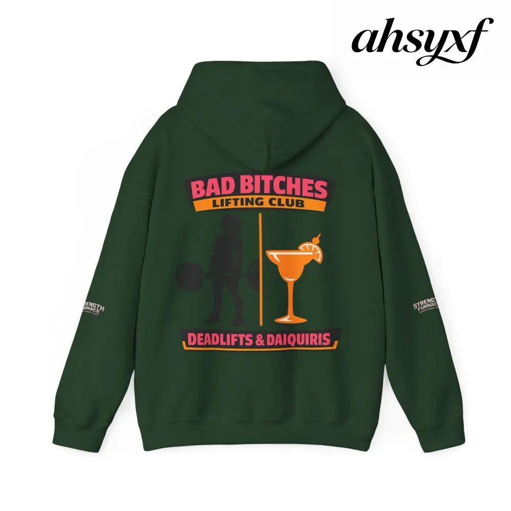 Hoodie, Bad Bitches Lifting Club “Deadlifts & Daiquiris” Weightlifting Hoodie - Hoodie