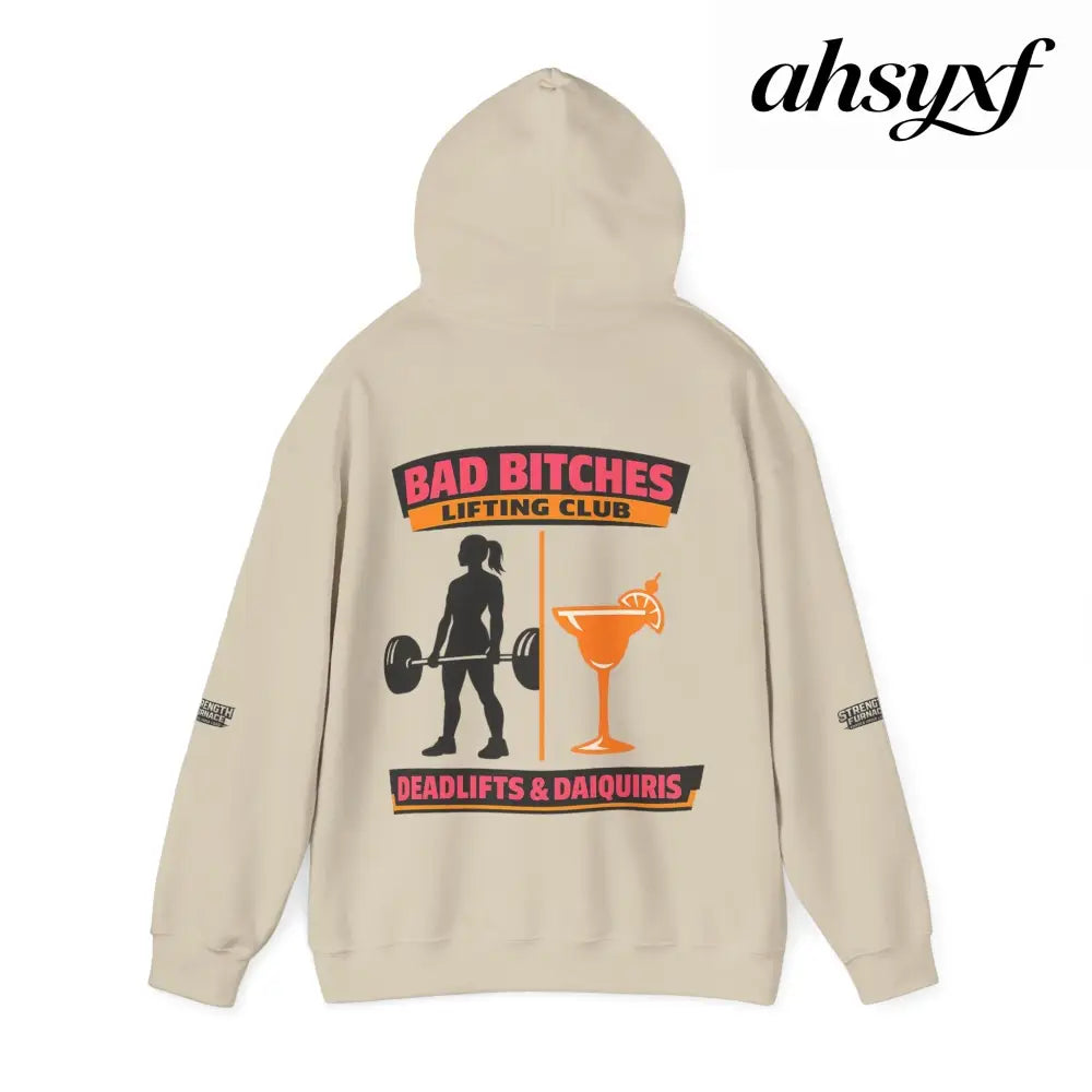 Hoodie, Bad Bitches Lifting Club “Deadlifts & Daiquiris” Weightlifting Hoodie - Hoodie