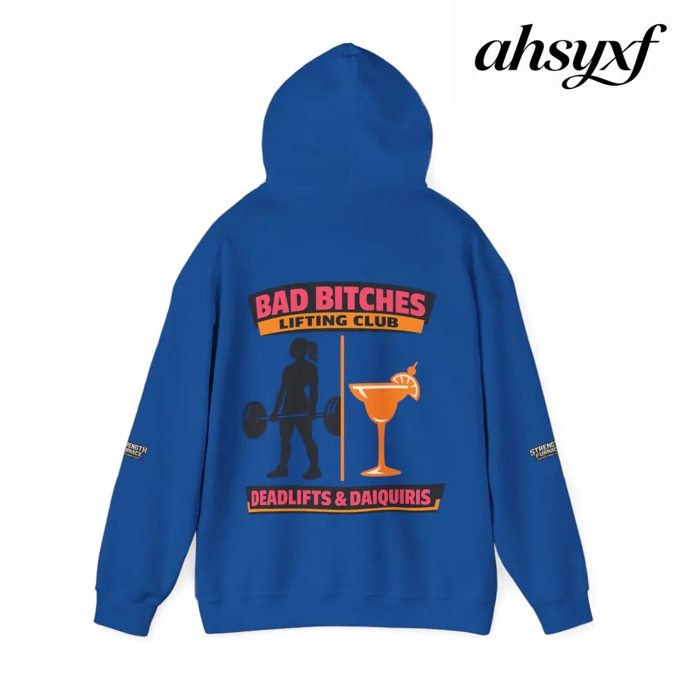 Hoodie, Bad Bitches Lifting Club “Deadlifts & Daiquiris” Weightlifting Hoodie - Hoodie