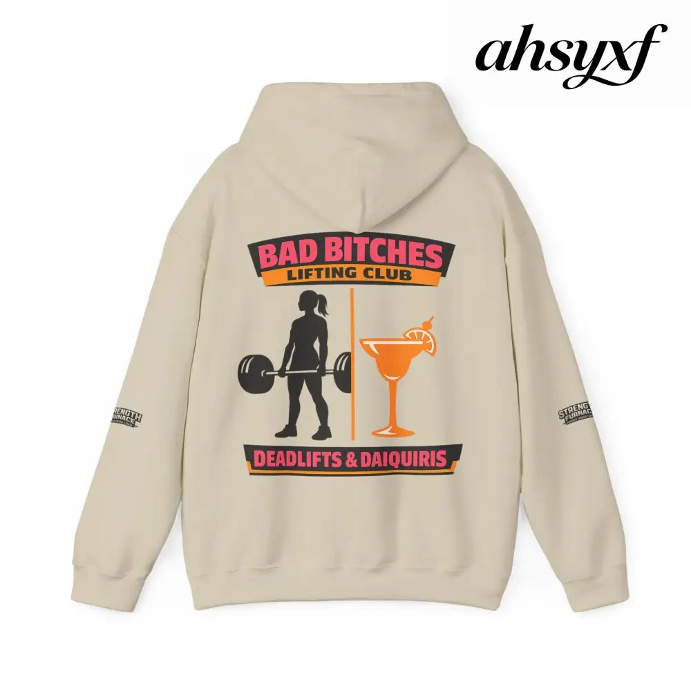 Hoodie, Bad Bitches Lifting Club “Deadlifts & Daiquiris” Weightlifting Hoodie - Hoodie