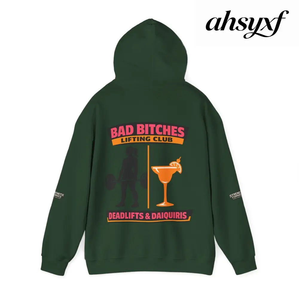 Hoodie, Bad Bitches Lifting Club “Deadlifts & Daiquiris” Weightlifting Hoodie - Hoodie