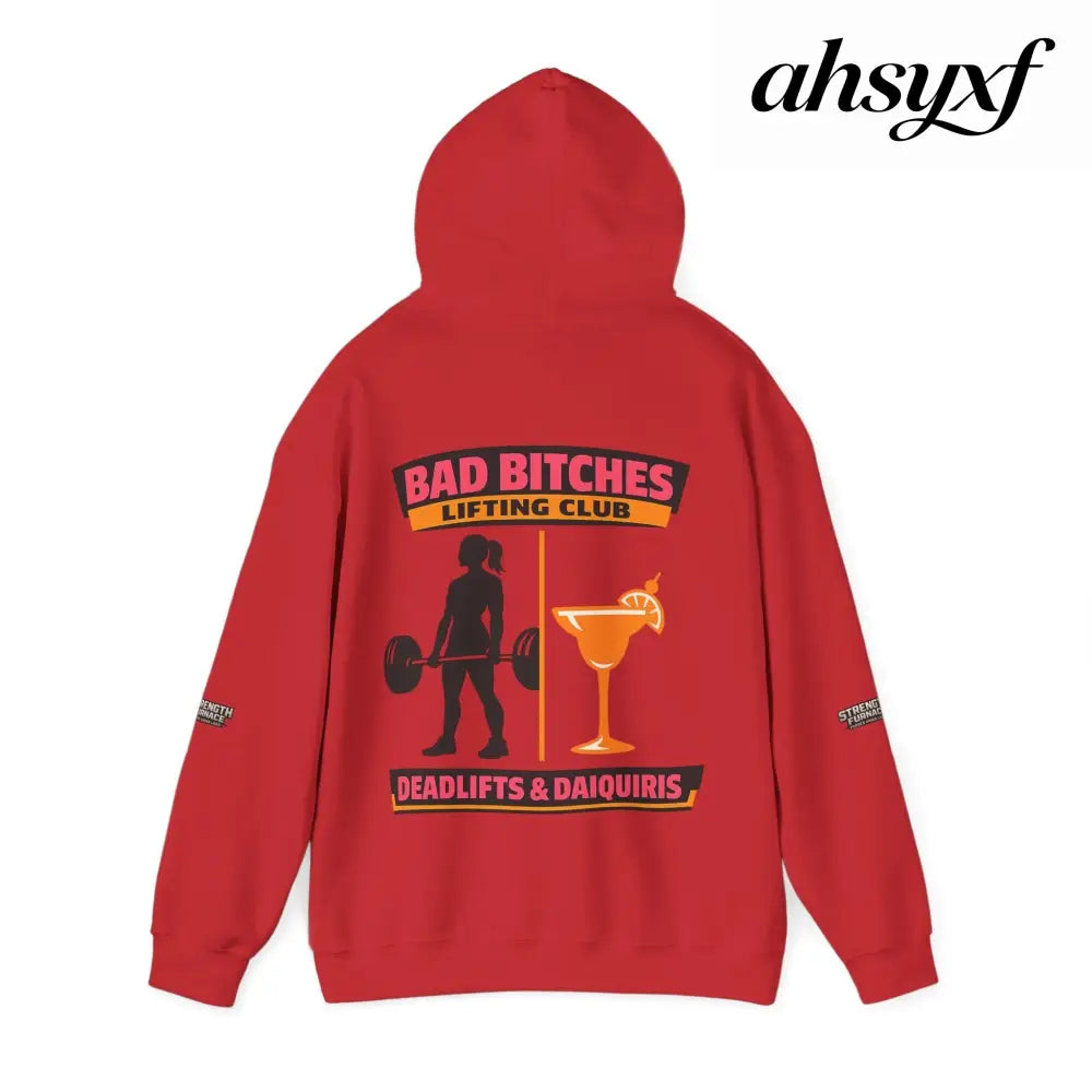 Hoodie, Bad Bitches Lifting Club “Deadlifts & Daiquiris” Weightlifting Hoodie - Hoodie