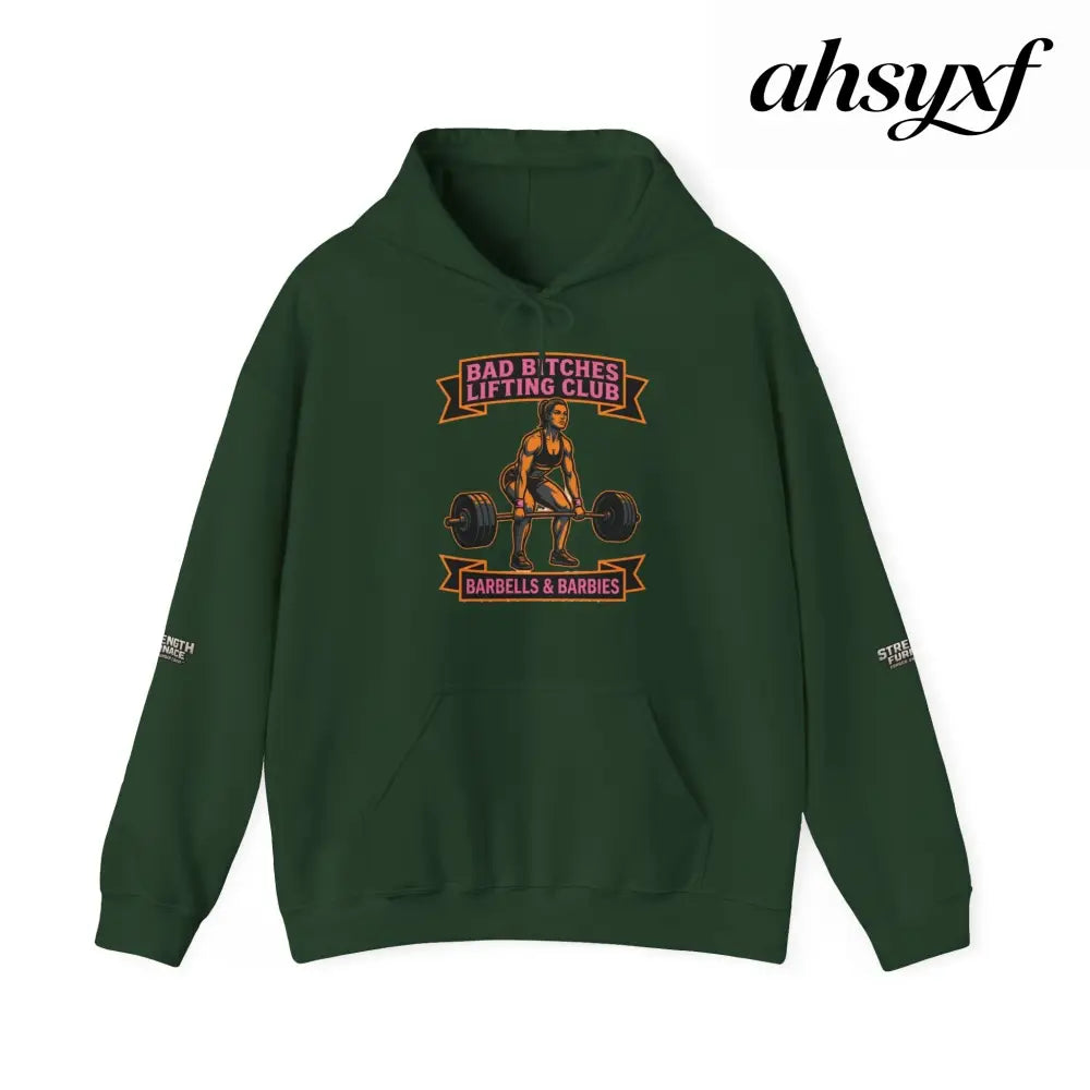 Hoodie, Bad Bitches Lifting Club “Deadlifts & Daiquiris” Weightlifting Hoodie - Forest Green / S - Hoodie