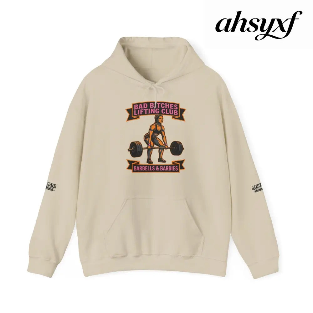 Hoodie, Bad Bitches Lifting Club “Deadlifts & Daiquiris” Weightlifting Hoodie - Sand / S - Hoodie