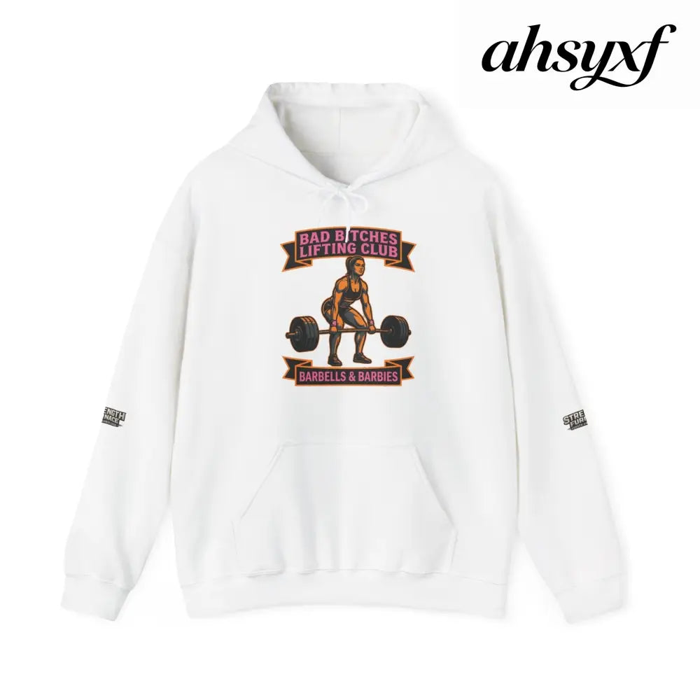 Hoodie, Bad Bitches Lifting Club “Deadlifts & Daiquiris” Weightlifting Hoodie - White / S - Hoodie