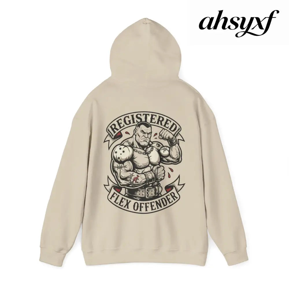 Registered Flex Offender Hoodie, Strength Furnace Gym Pullover - Sand / S - Hoodie