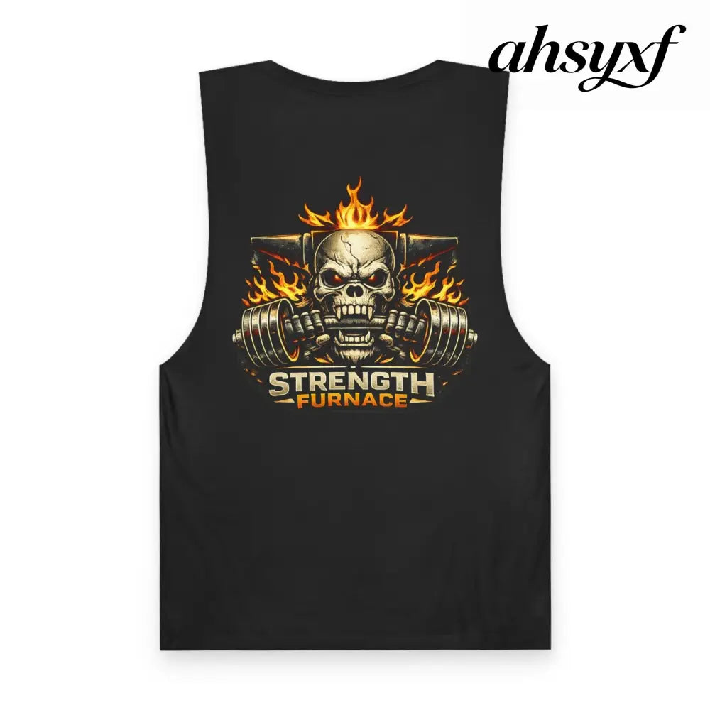 Strength Furnace ’We Lifting 100G’ Gym Tank Top, Skull & Barbell Workout Shirt - Tank Top