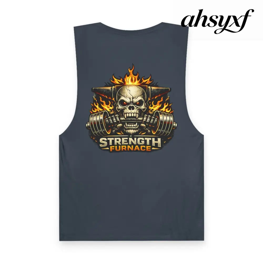 Strength Furnace ’We Lifting 100G’ Gym Tank Top, Skull & Barbell Workout Shirt - Tank Top