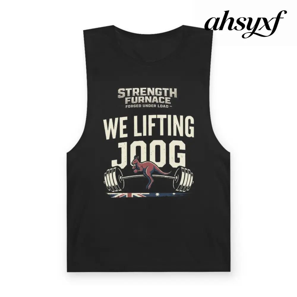 Strength Furnace ’We Lifting 100G’ Gym Tank Top, Skull & Barbell Workout Shirt - Black / XS - Tank Top
