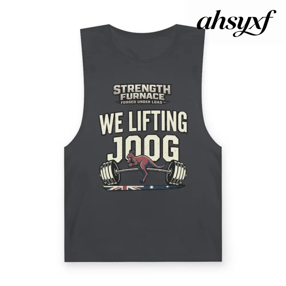 Strength Furnace ’We Lifting 100G’ Gym Tank Top, Skull & Barbell Workout Shirt - Coal / XS - Tank Top