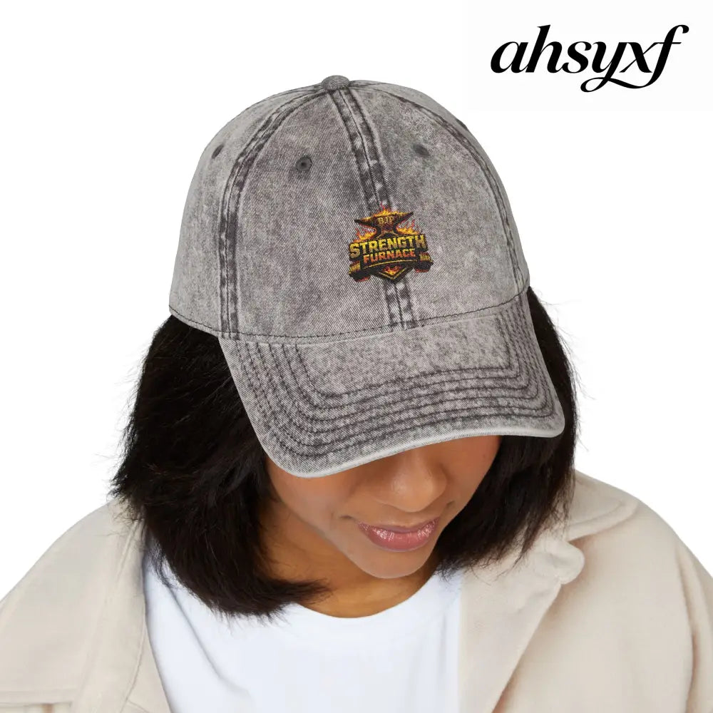 Vintage Embroidered Cap - One size / Charcoal Grey - Hats