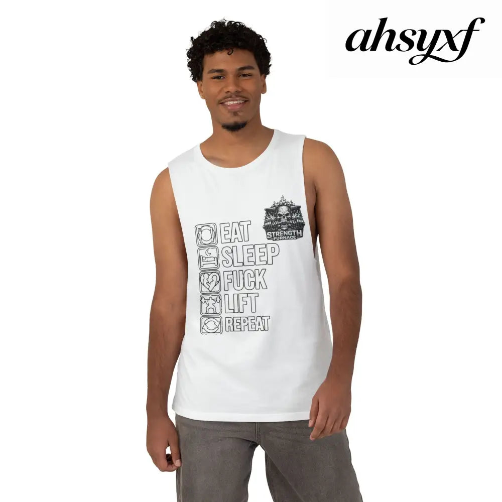 Workout Tank Top, ’Eat Sleep Fuck Lift Repeat’ Gym Muscle Tee - Tank Top