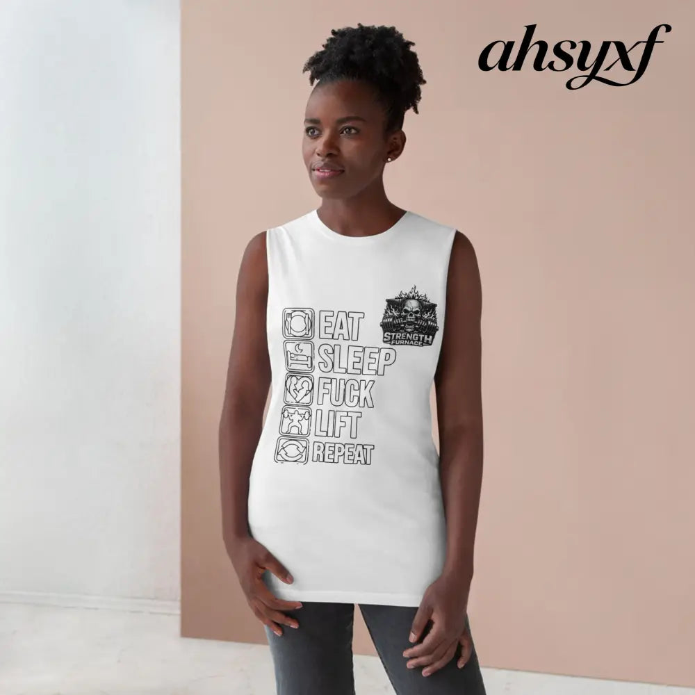 Workout Tank Top, ’Eat Sleep Fuck Lift Repeat’ Gym Muscle Tee - Tank Top
