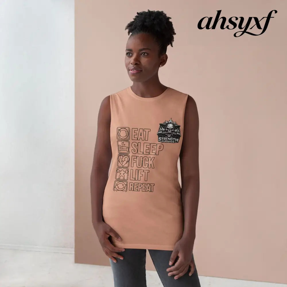 Workout Tank Top, ’Eat Sleep Fuck Lift Repeat’ Gym Muscle Tee - Tank Top