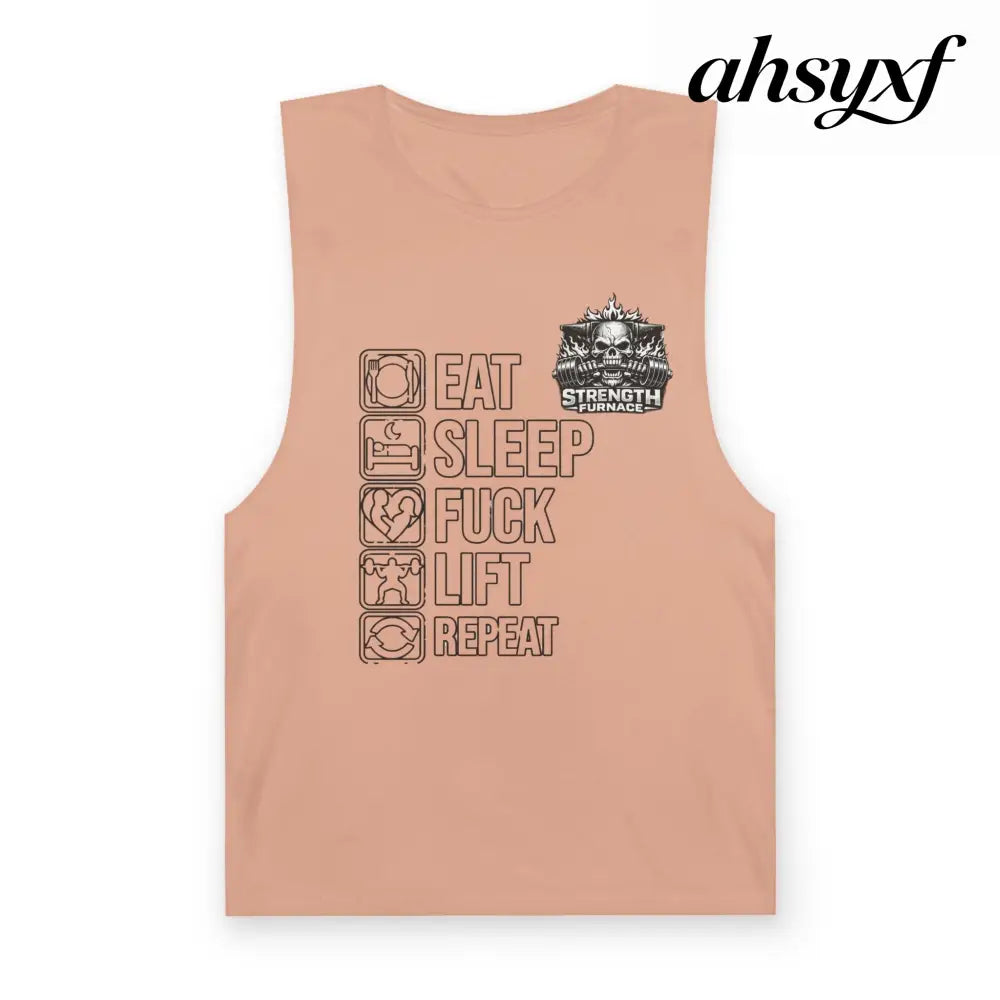 Workout Tank Top, ’Eat Sleep Fuck Lift Repeat’ Gym Muscle Tee - Tank Top